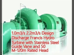 1.0m3/s 2.2m3/s 설계 배열 스틸 가이드 바와 50 M-120m 등급 머리로 프랜시스 수력 터빈